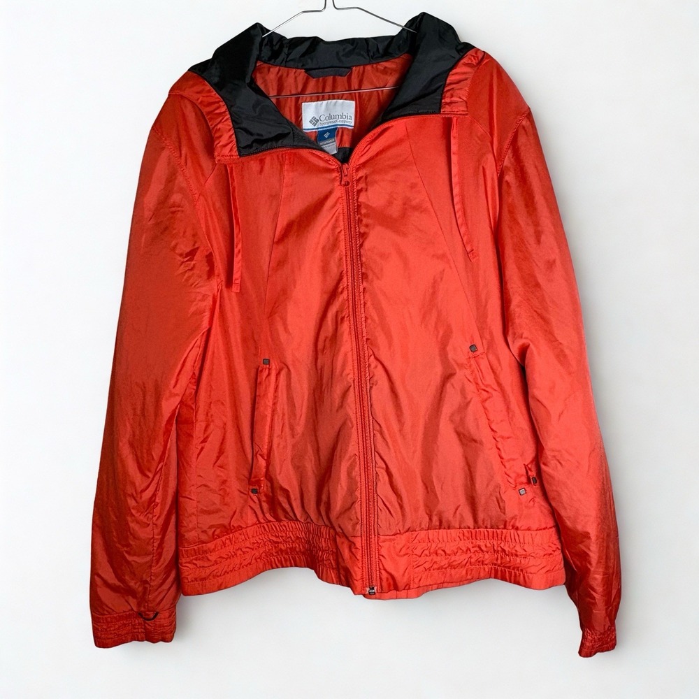 Women's Columbia Fleece Lined Windbreaker Omni-Shield Orange Gorpcore Size XL